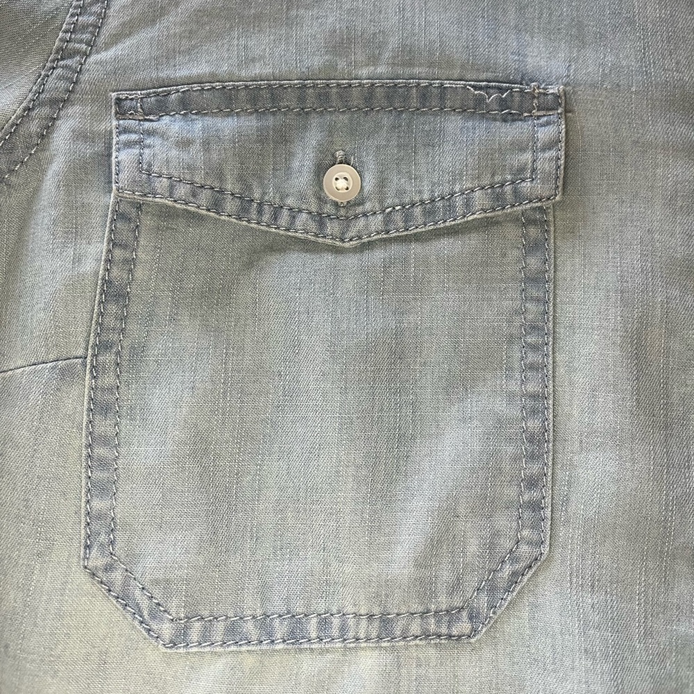 Talbots Light Wash Chambray Button-Down Shirt - Picture 3 of 5